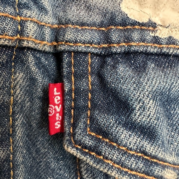 Very Rare 90s LEVI'S Denim Trucker  Hippie Grunge Jacket Patch and Chains, L. - Picture 2 of 16